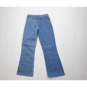 Vintage 70s Streetwear Boys 14 Distressed Wide Leg Bell Bottoms Jeans Blue USA